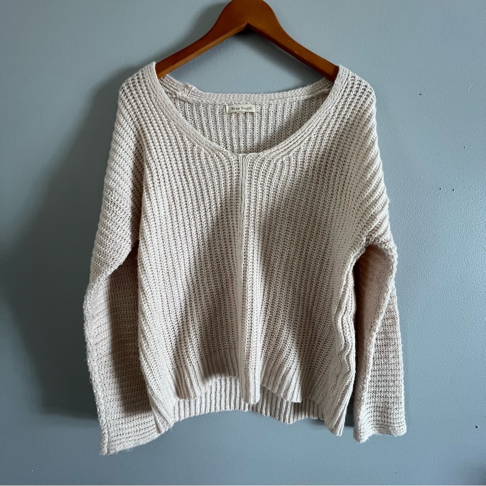 Shop Stevie Cream Color Ellie Pullover Sweater Size M/L